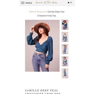 NWT small deep teal crossover crop top